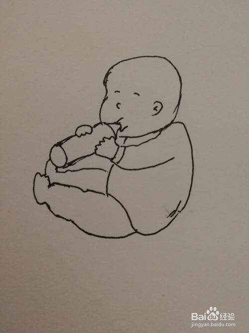 如何画一个喝奶的可爱的小孩子