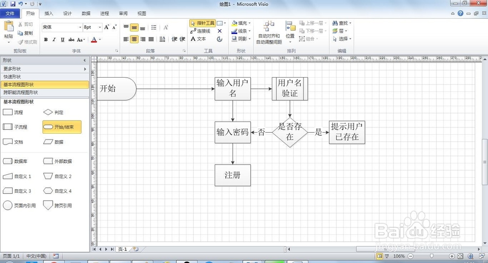 visio画注册流程图