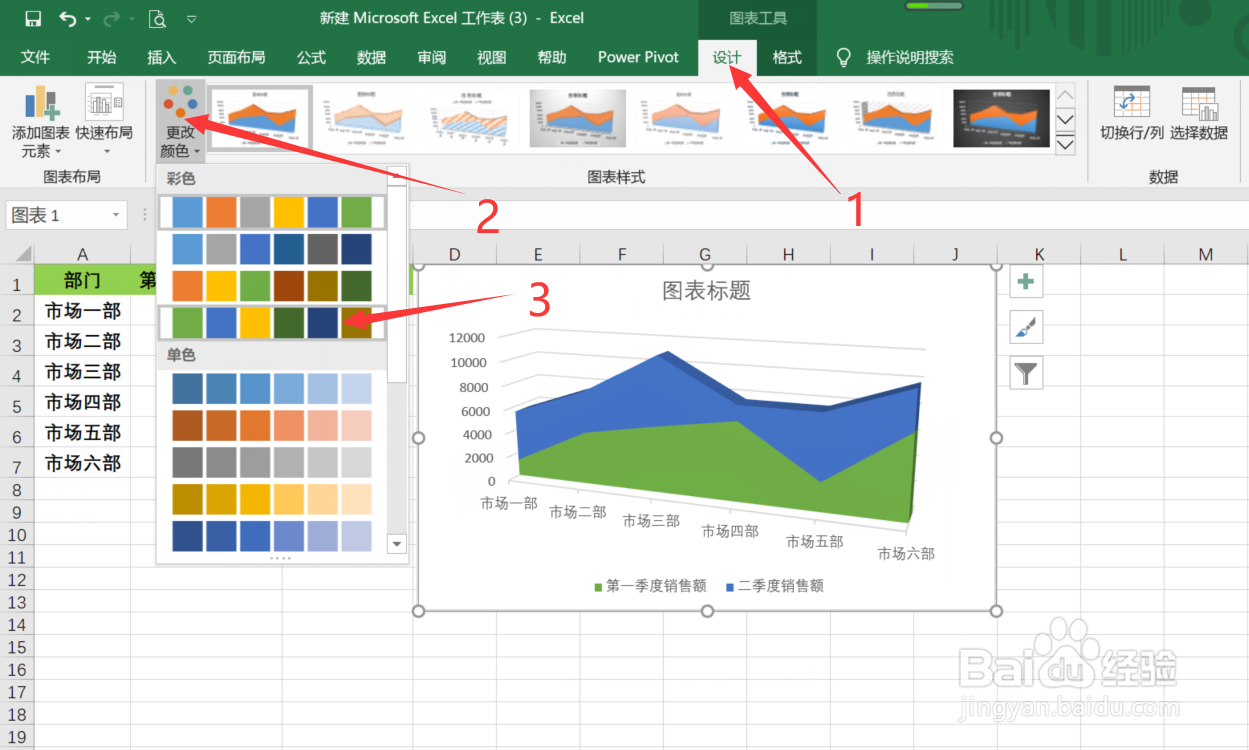 Excel中怎么制作三维堆积面积图