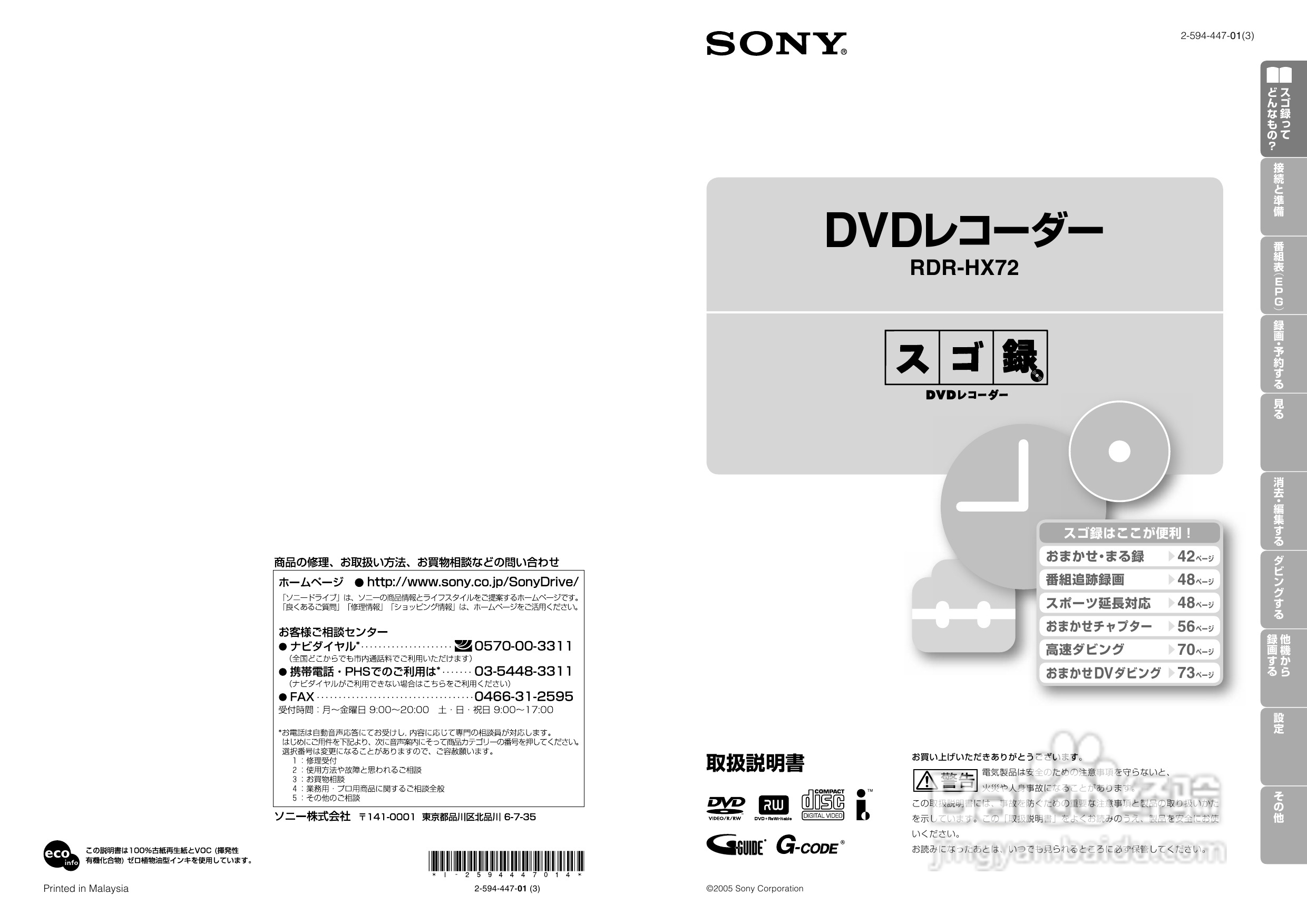 SONY DVD RDR-HX72说明书:[1]