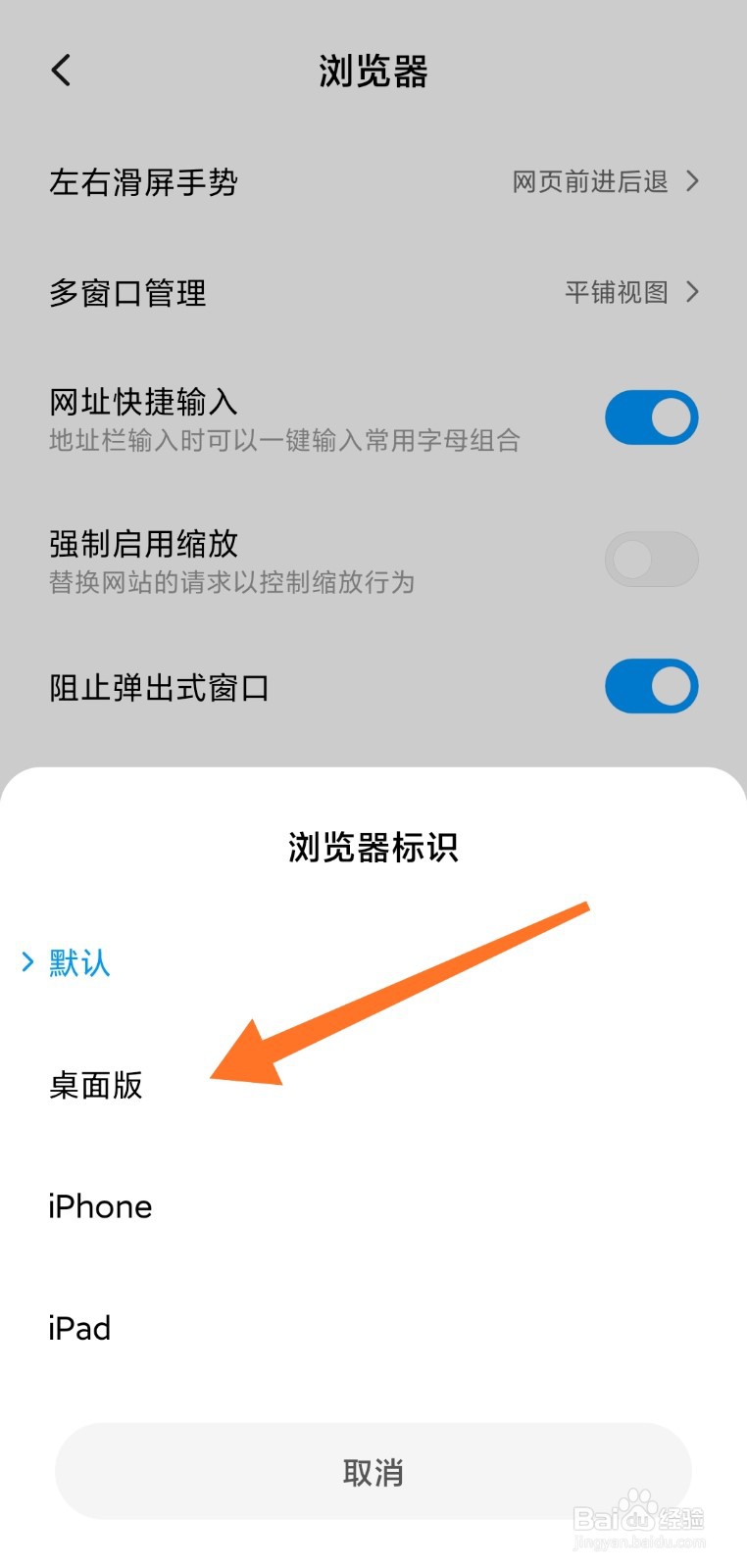 在手机上如何设置可浏览电脑版网页
