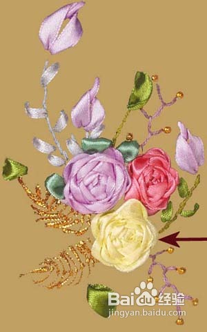丝带绣“复杂玫瑰绣”绣法图解