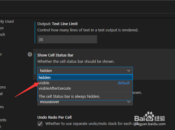 Visual Studio Code怎么显示单元格状态栏可见