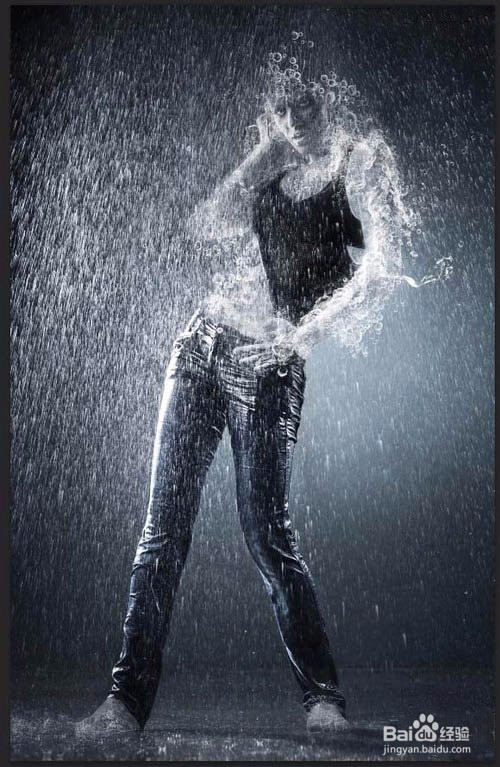 PS雨中美女合成教程
