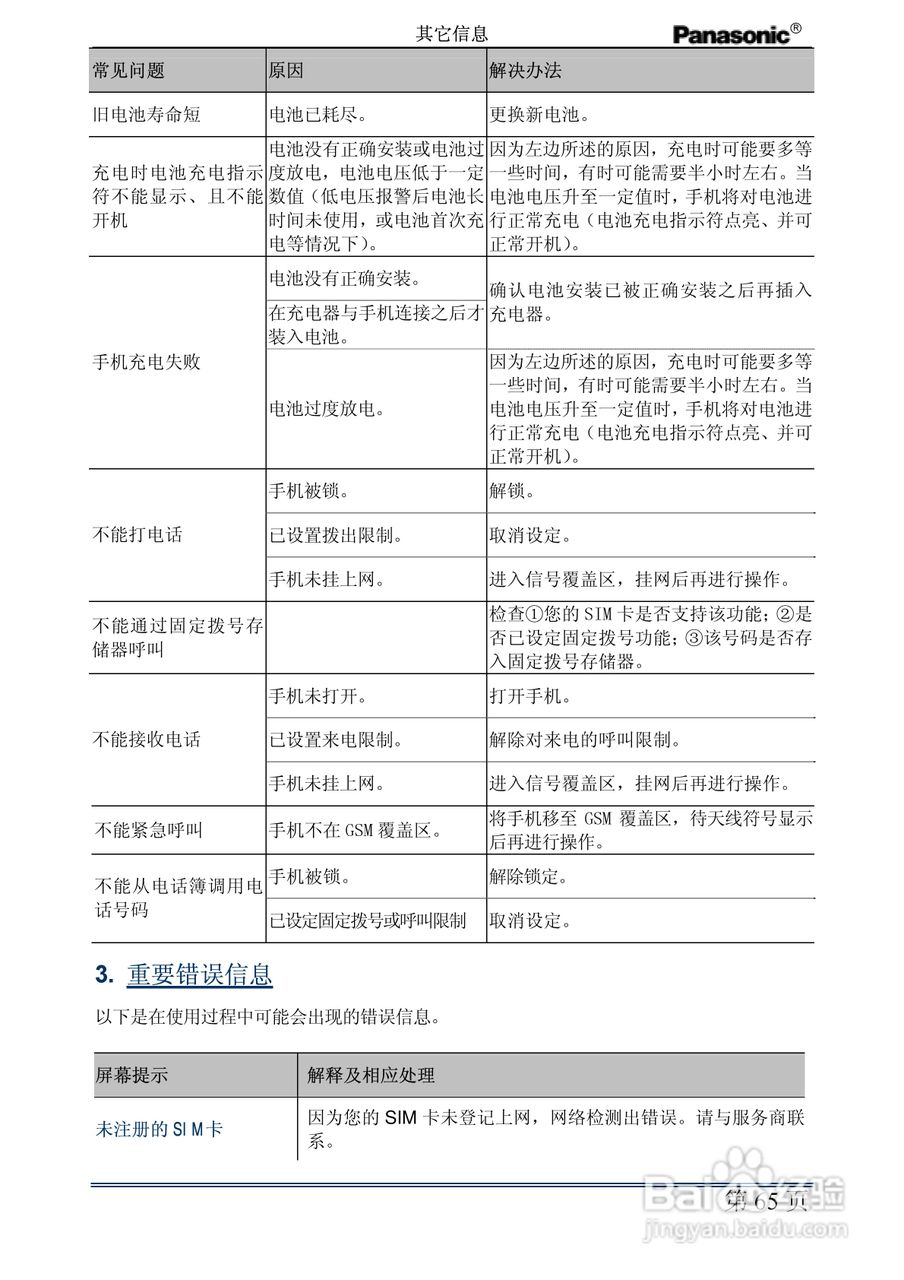 松下EB-G60手机使用说明书:[8]