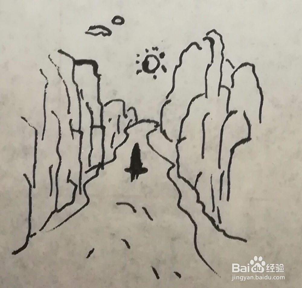 两岸青山碧水孤帆风景简笔画怎么画