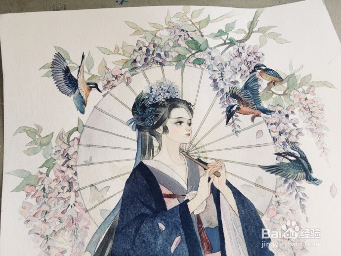 手绘古风人物教程图解,看古风手绘美女如何上色