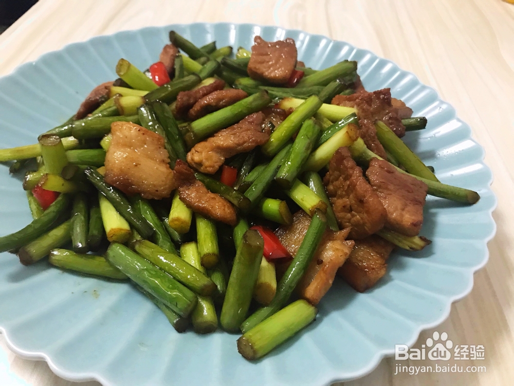 在家也能做的蒜苔炒肉