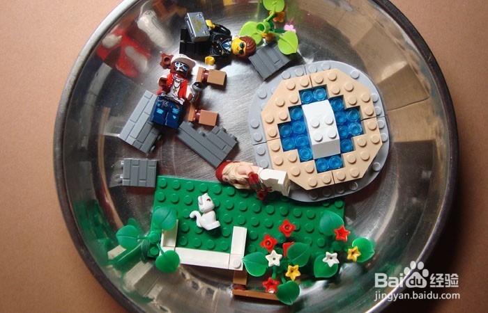 如何用积木拼装公园跳街舞的场景