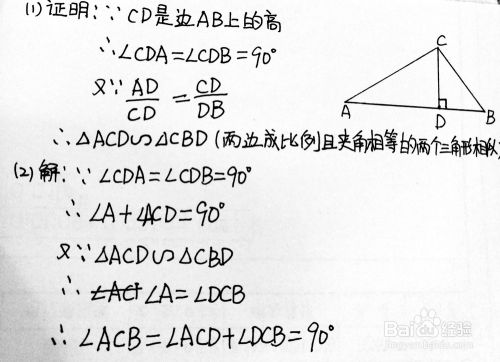 怎么使用 相似三角形的定理 做证明题 一 百度经验