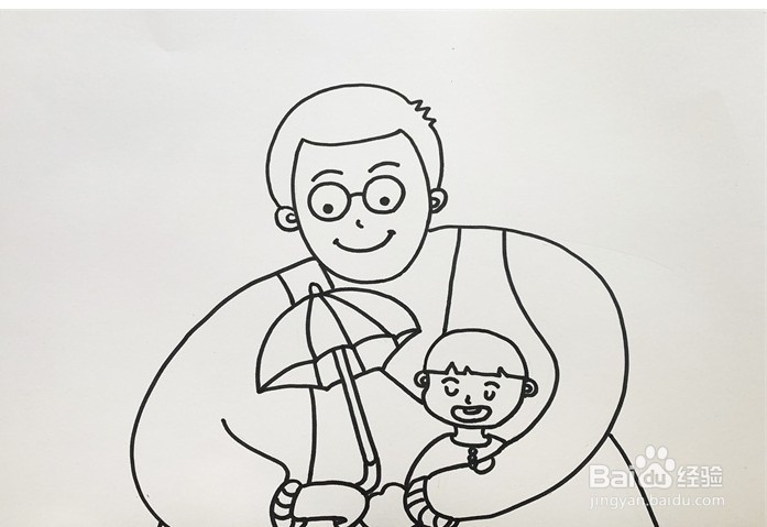 伴儿成长简笔画系列-怎样画关于父亲节的画