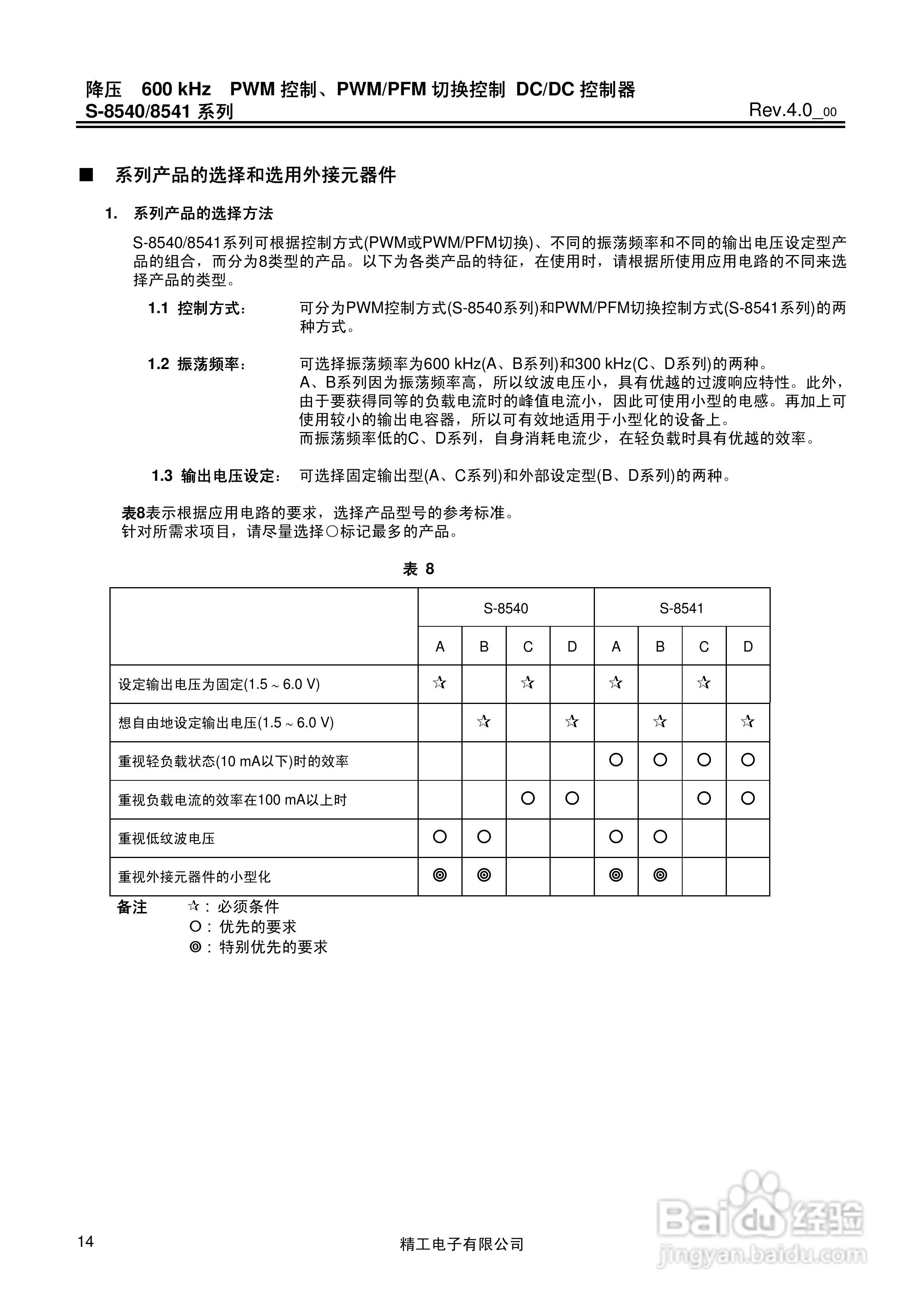 精工电S-8540/8541系列DC/DC控制器说明书:[2]