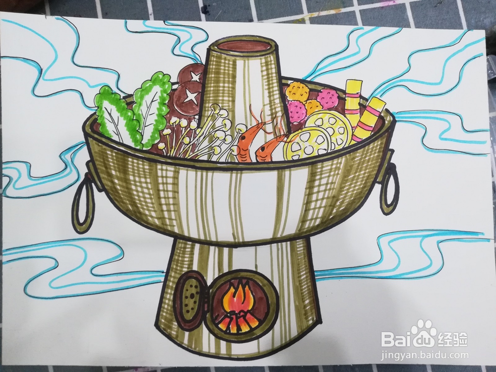 火锅儿童创意画教程