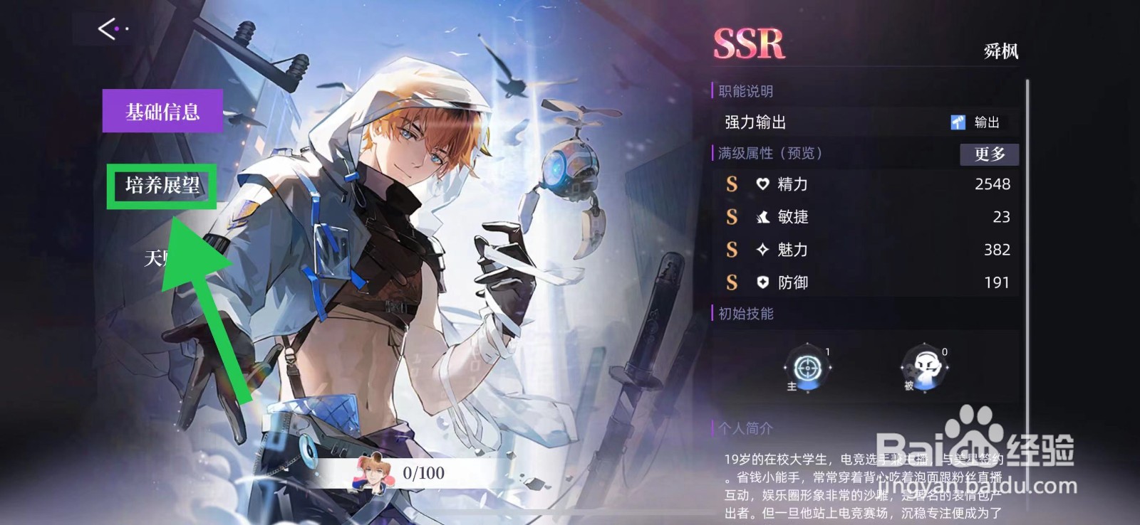 闪亮的你怎么查看舜枫的培养展望