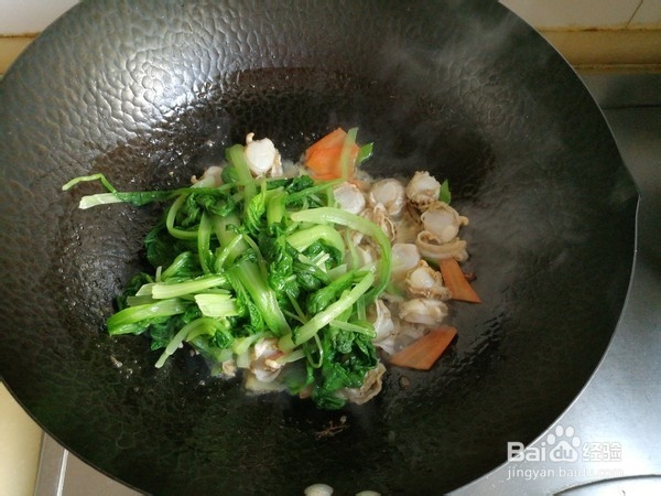 如何制作小白菜炒扇贝