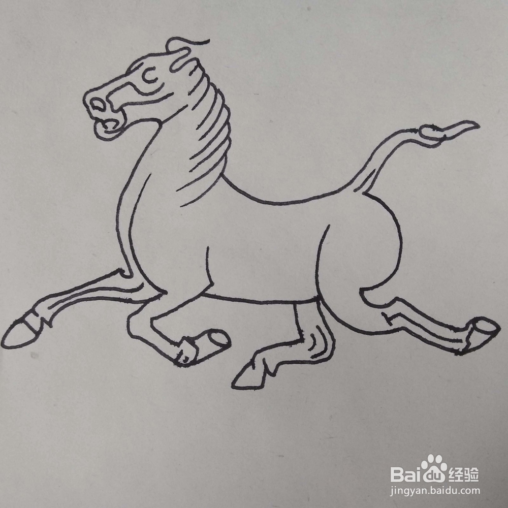 如何画古代很有名的青铜装饰品马踏飞燕简笔画