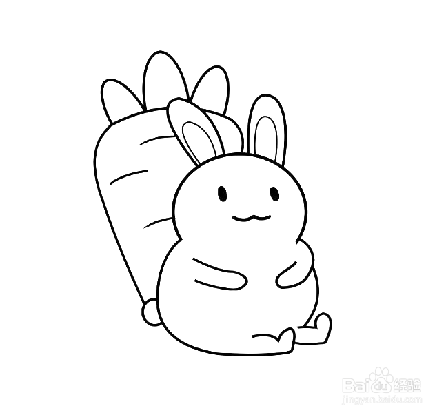 如何手工画背萝卜的兔子简笔画？