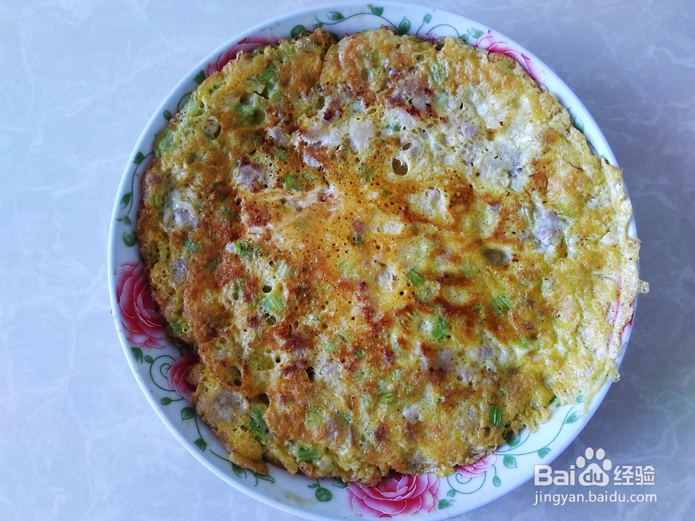 香芹肉末鸡蛋饼