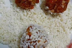 吃一口流汤的糯米丸子