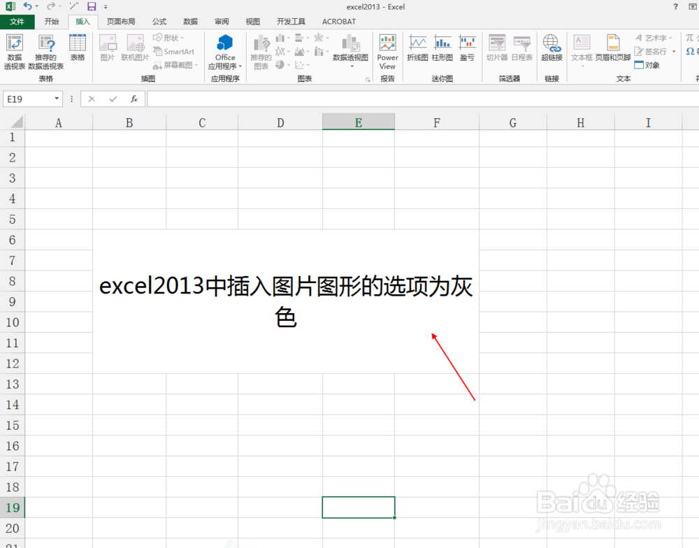 <b>excel2013中插入图片图形的选项为灰色</b>