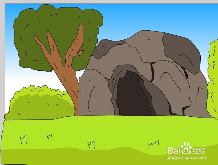 flash绘制一个石洞的卡通背景