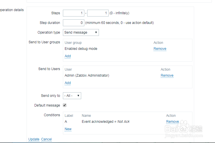 如何在zabbix的动作中修改操作？