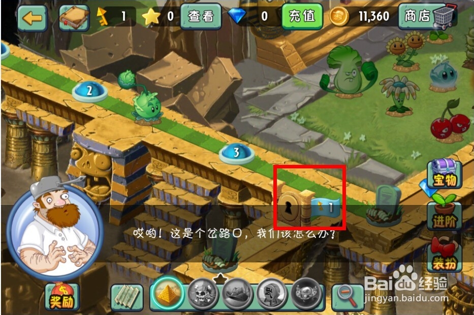 植物大战僵尸2:第4关的岔路口(神秘埃及)