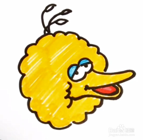 如何简笔画出芝麻街中的卡通人物大鸟