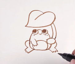 儿童简笔画——在荷叶下躲雨的小青蛙怎么画