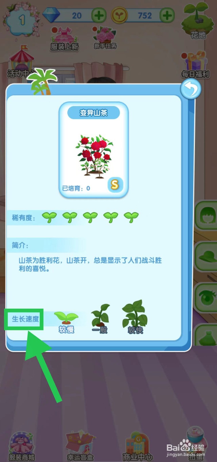 花花姑娘之魔法花园怎么查看变异山茶的生长速度