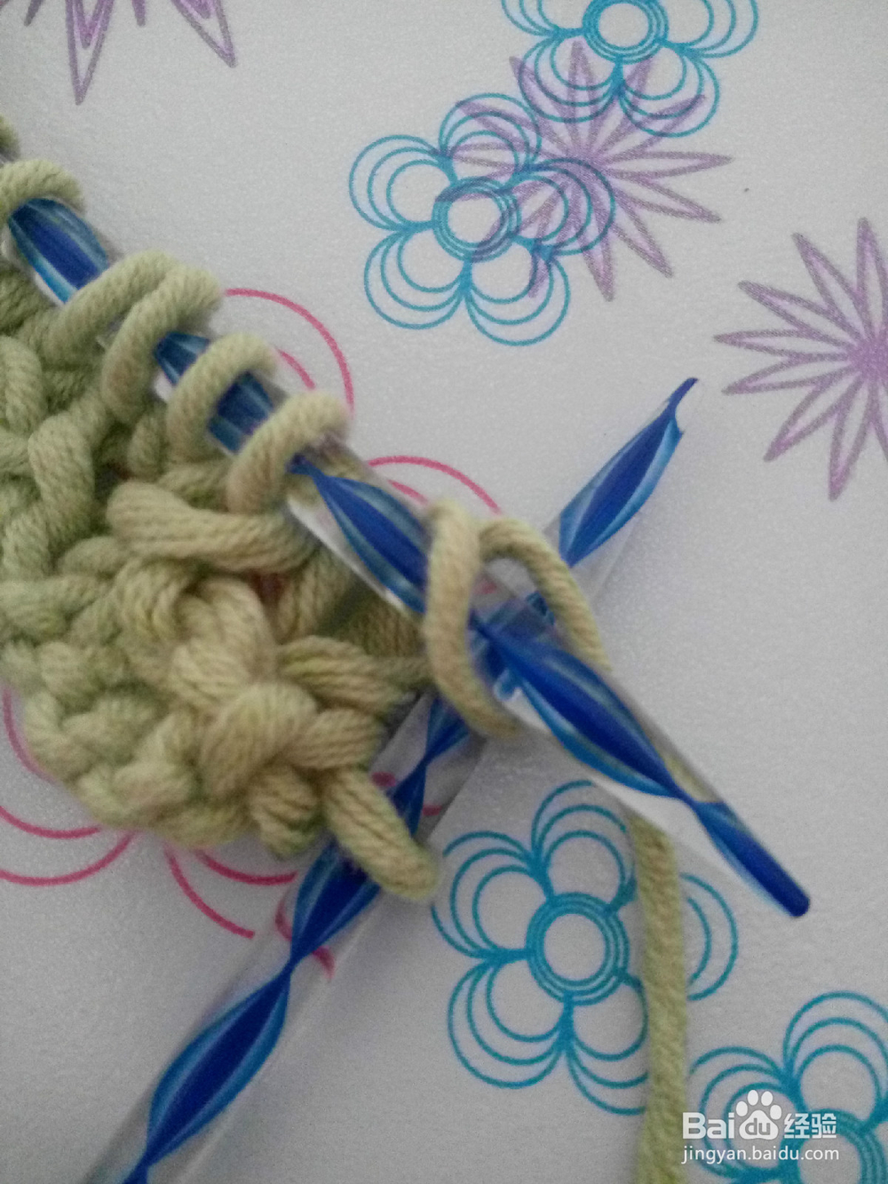 棒针菠萝花的织法
