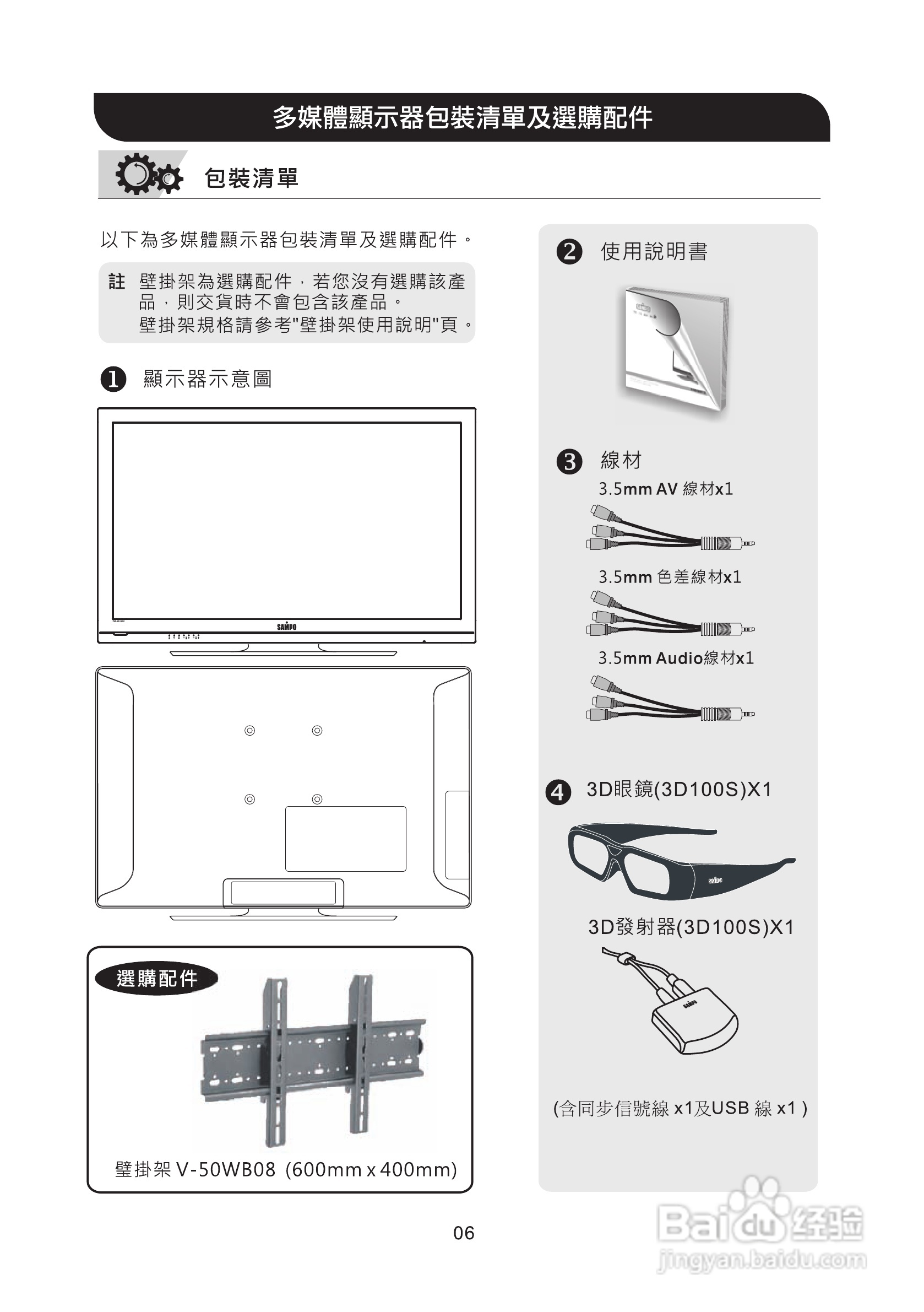 声宝PM-63H900型多媒体电视液晶显示器说明书:[1]