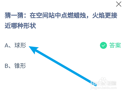 蚂蚁庄园答案空间站点燃蜡烛火焰更接近哪种形状