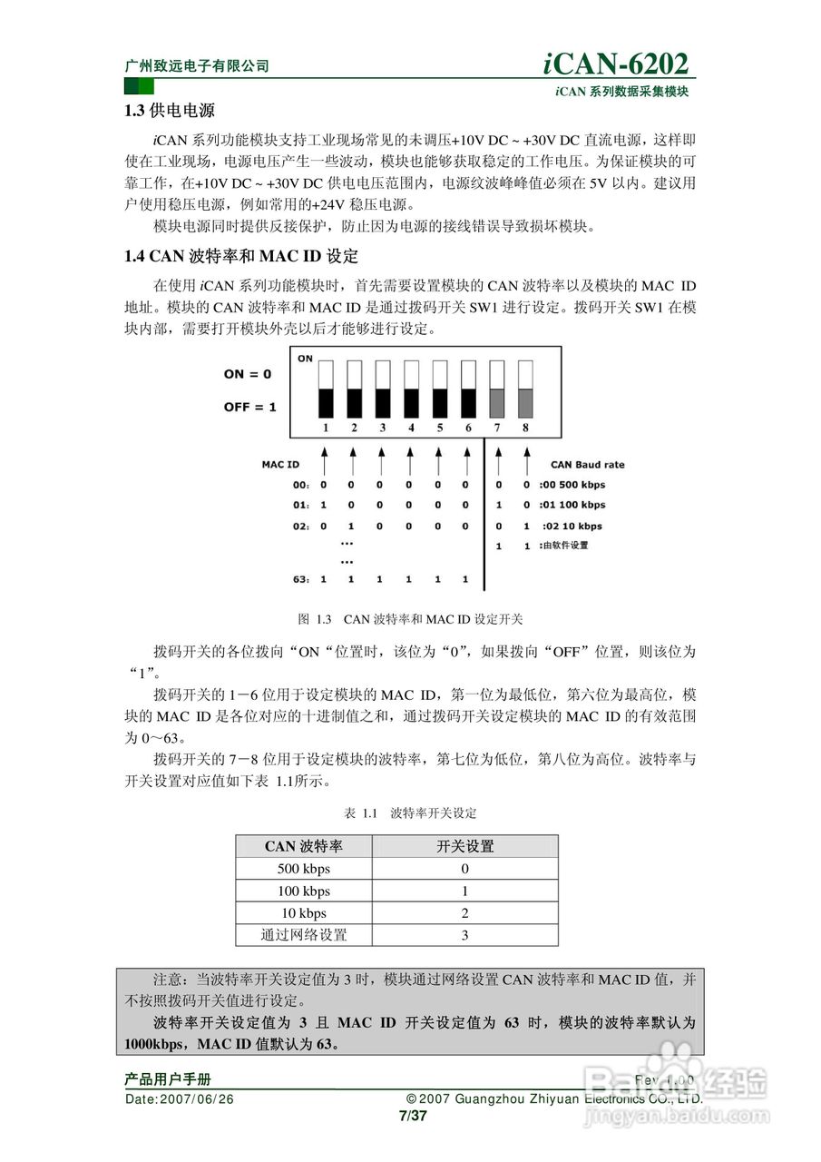 通道热电偶测温模块iCAN-6202使用说明书:[1]