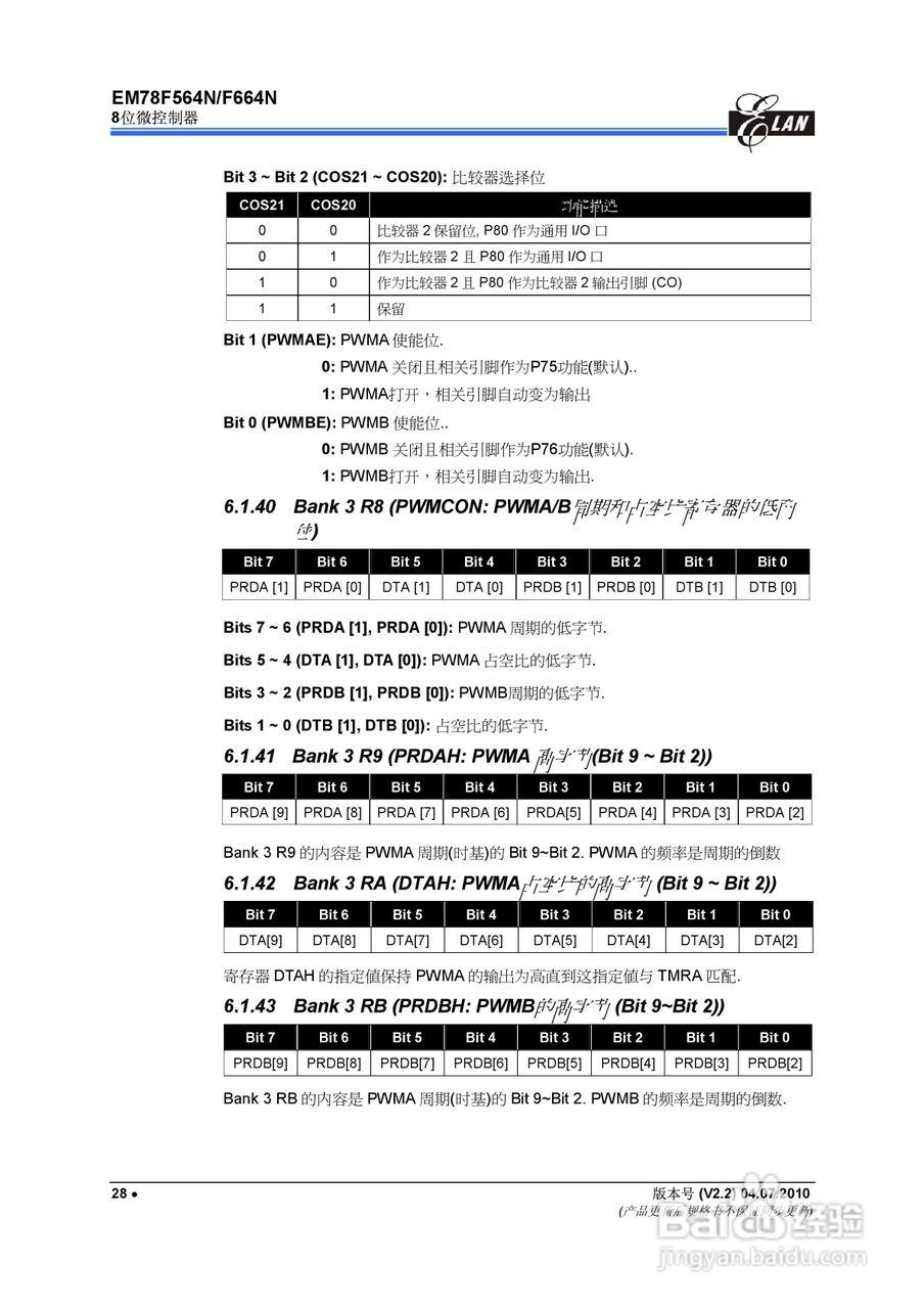 EM78F564N/F664N 8位微控制器说明书:[4]