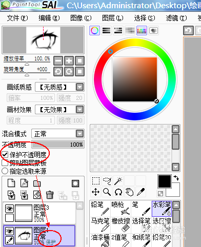如何用SAI画动漫眼睛