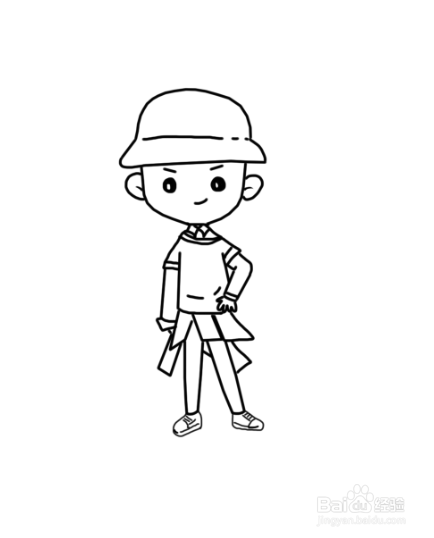 酷酷的女孩的简笔画