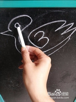 漂亮小鸭子的粉笔画