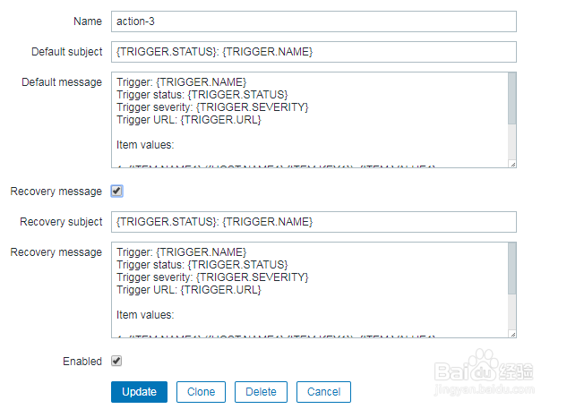 如何在zabbix中修改动作？