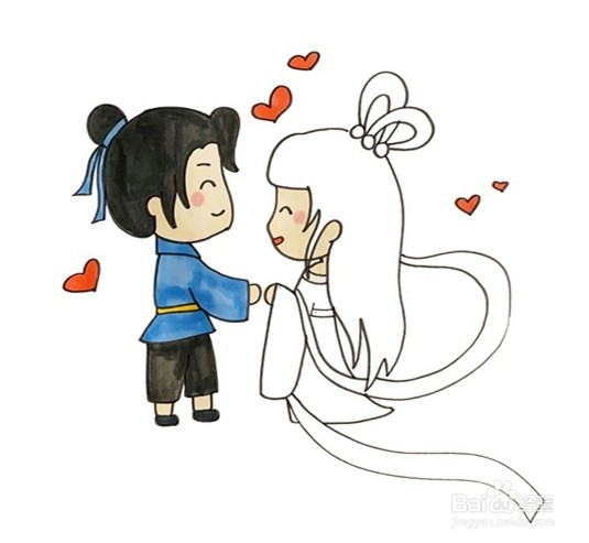 牛郎织女相会简笔画