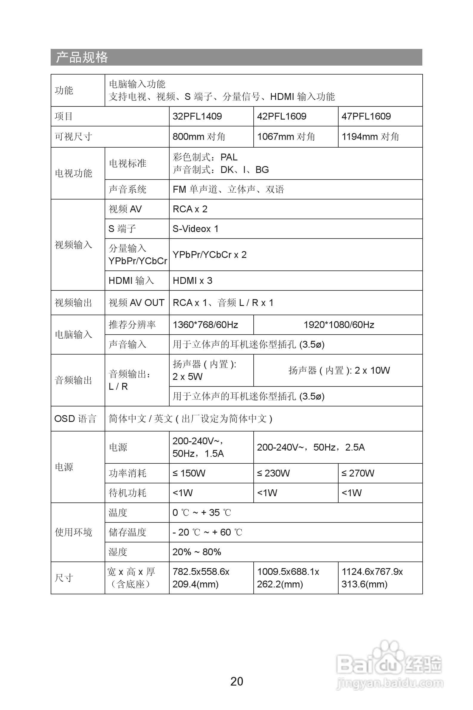 飞利浦32PFL1409/93液晶彩电使用说明书:[3]