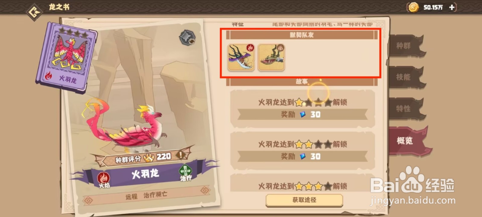 驯龙高手旅程在哪儿查看火羽龙的默契队友？