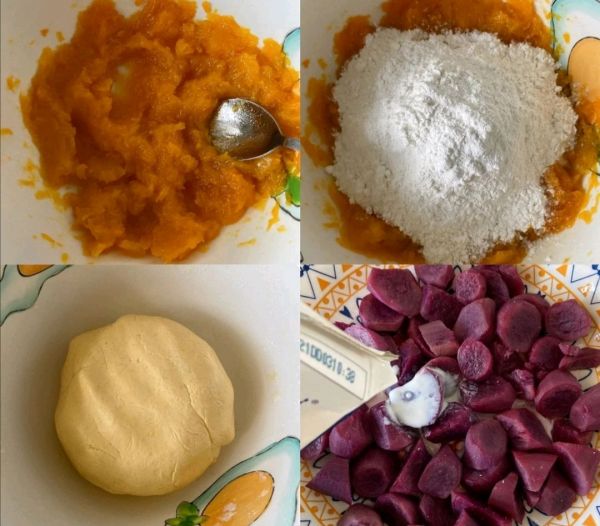 南瓜糯米紫薯球