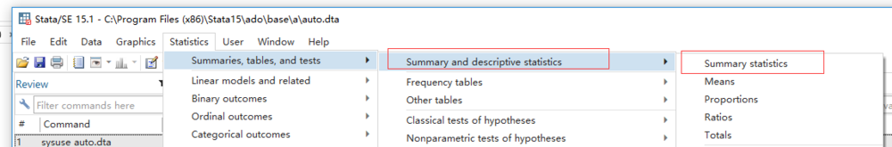 在stata中如何使用summarize中的if条件