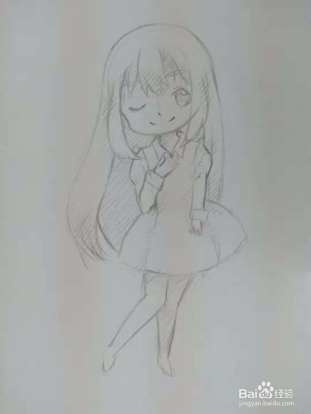 卡哇伊Q版漫画少女手绘线稿教程