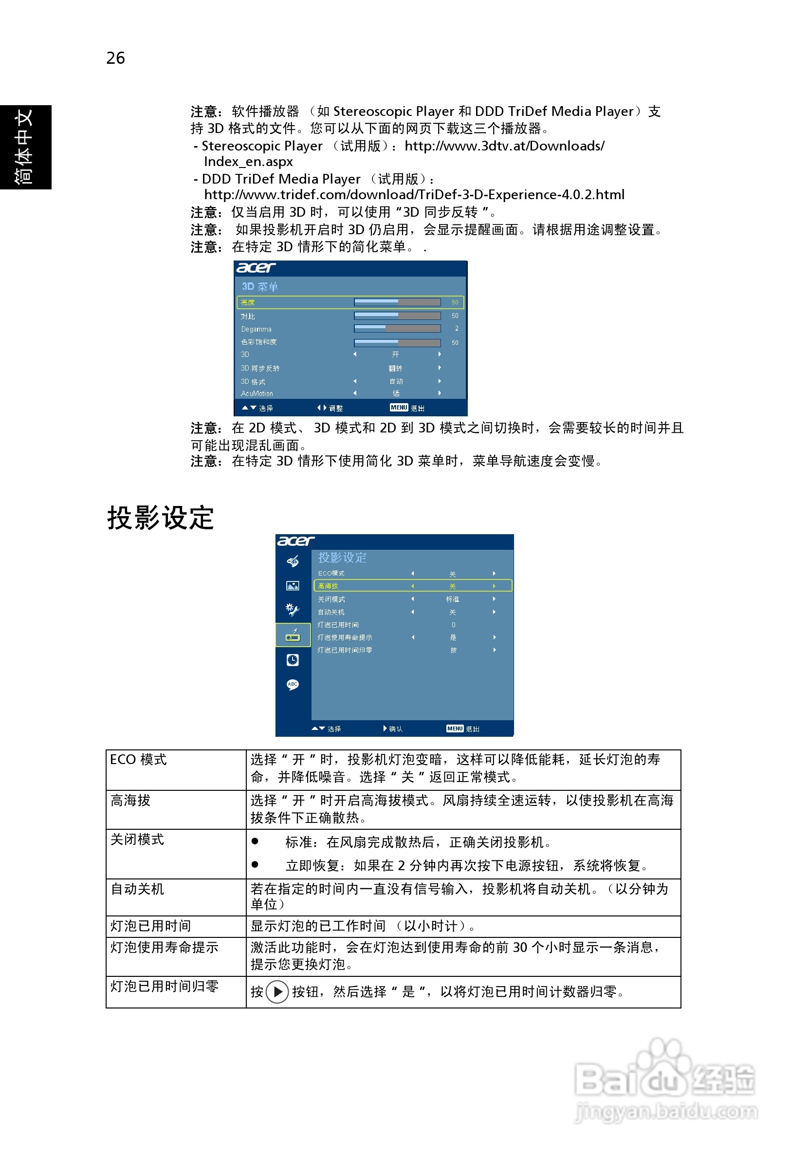 Acer H9500BD投影机使用说明书:[4]