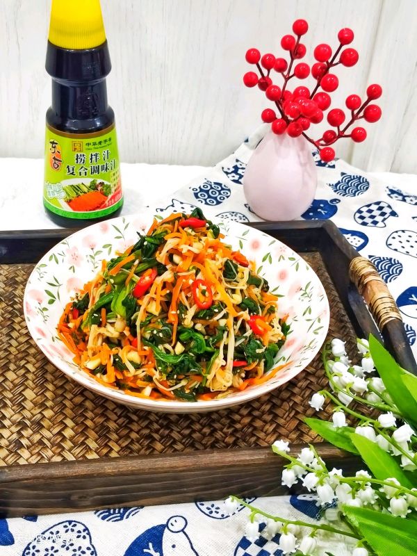 凉拌菠菜金针菇