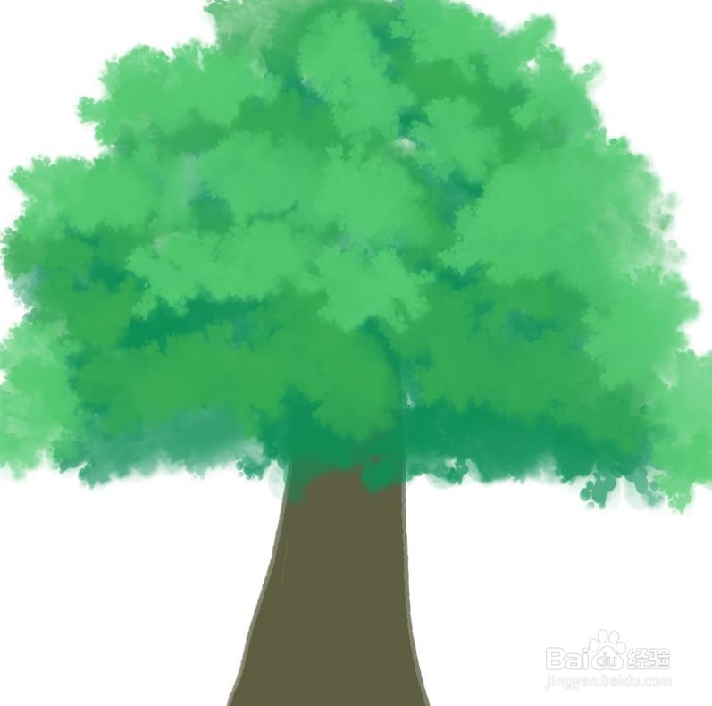 sketchbook怎么画一棵绿色的树
