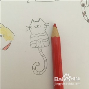怎么画一只波浪条纹小猫