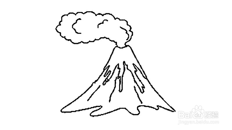 火山爆发儿童画简笔画图片